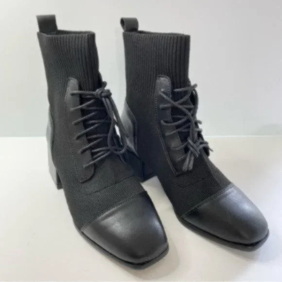 US Size 10, EU Size 41 C. Paravano Black Boots Mesh Combat Boots Womens Shoes - Picture 2 of 13